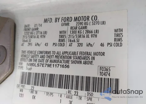 2014 Ford Transit Connect Xl from USA, damaged, VIN NM0LS7E79E1171656